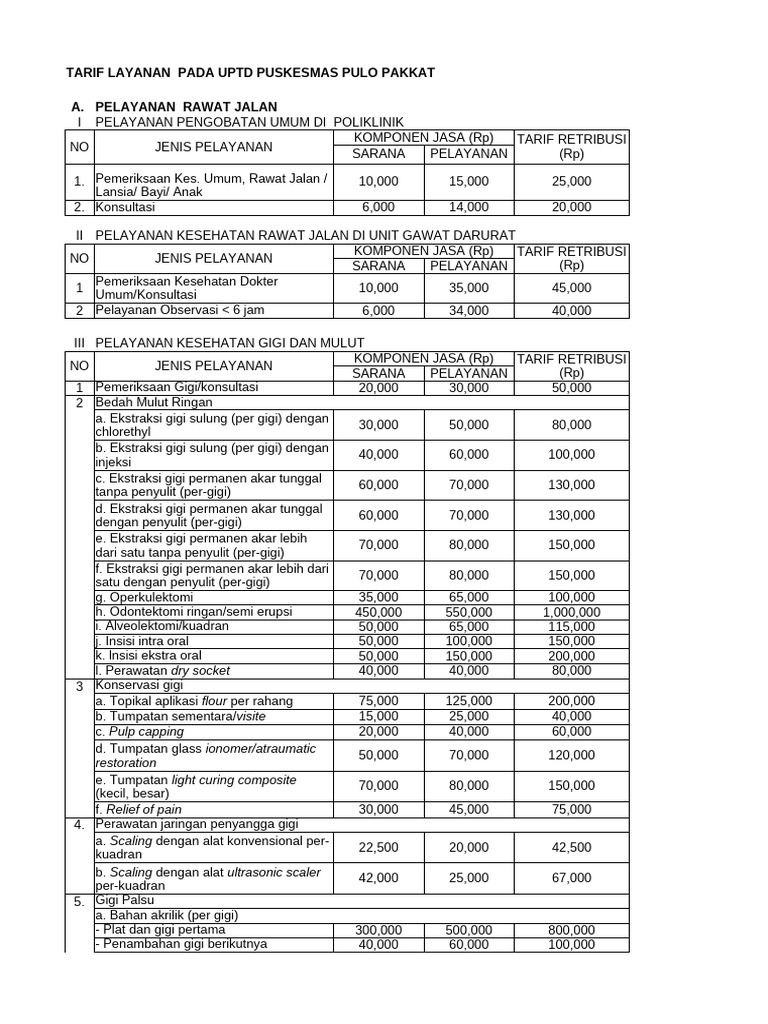 Rencana Tarif BLUD Puskesmas Pulo Pakkat | PDF