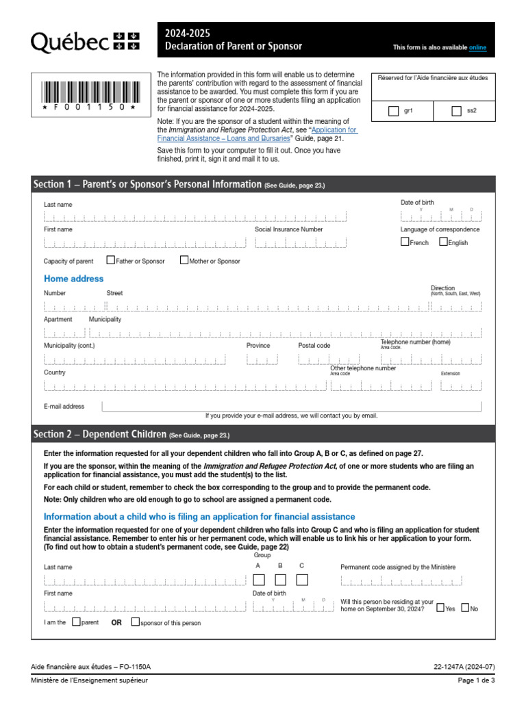 1150-parent-declaration-2024-2025 | PDF