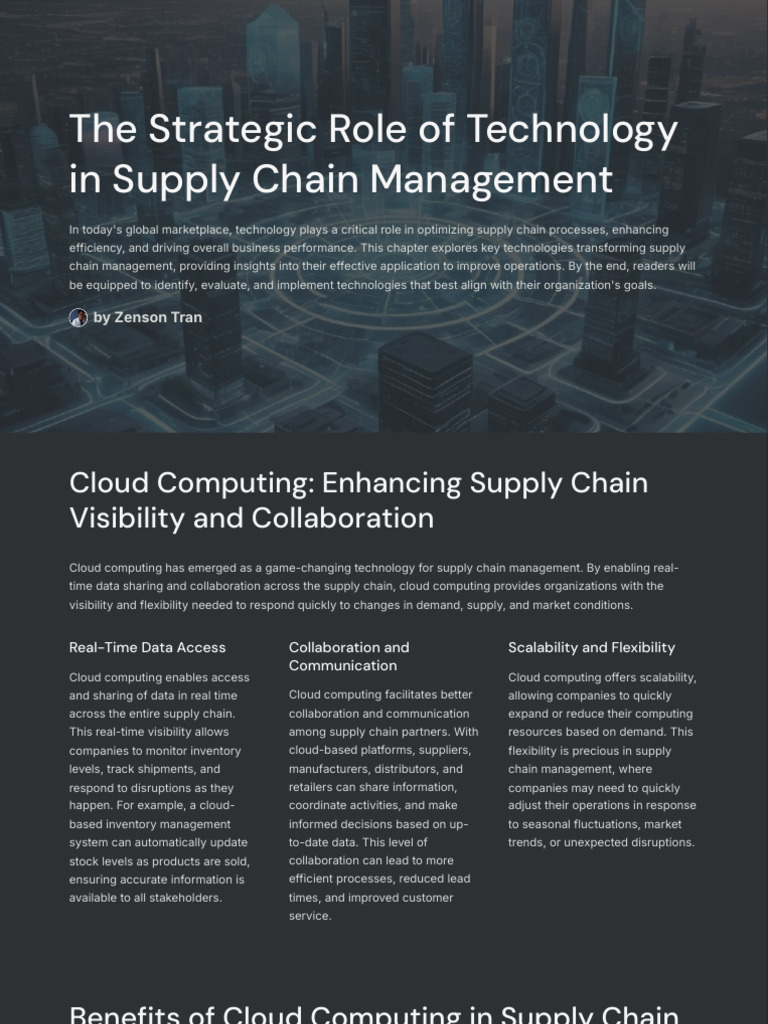 The Strategic Role of Technology in Supply Chain Management | PDF