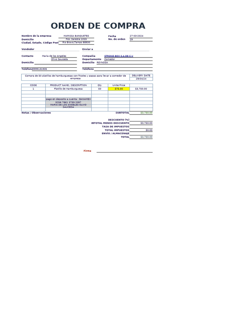 Purchase Order File Excel | PDF