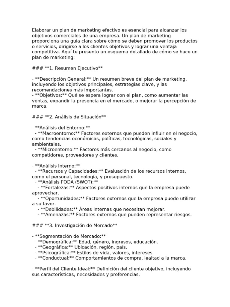 Elaborar Un Plan de Marketing Efectivo Es Esencial para Alcanzar Los ...