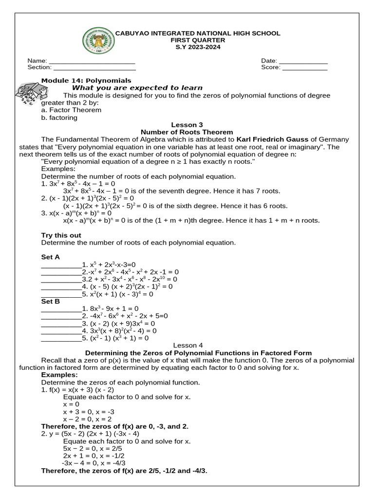 MODULE-14-NUMBER-OF-ROOTS-THEOREM | PDF