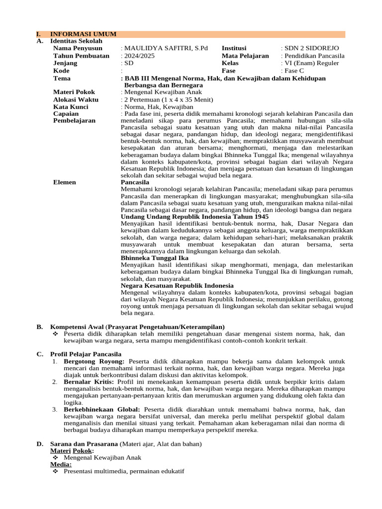 MODUL AJAR BAB III PERTEMUAN 3 Dan 4 | PDF