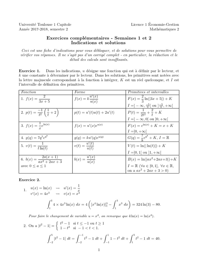 Math Licence1 S2-Soutien1-Indics | PDF