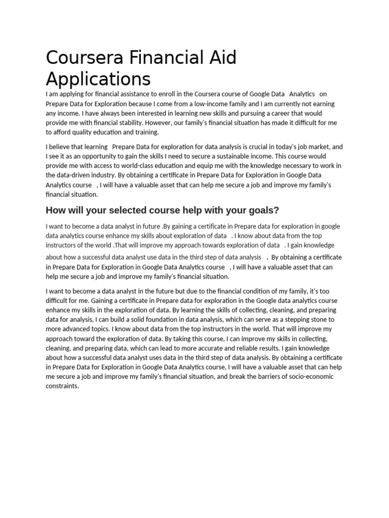 Coursera Financial Aid Applications | PDF
