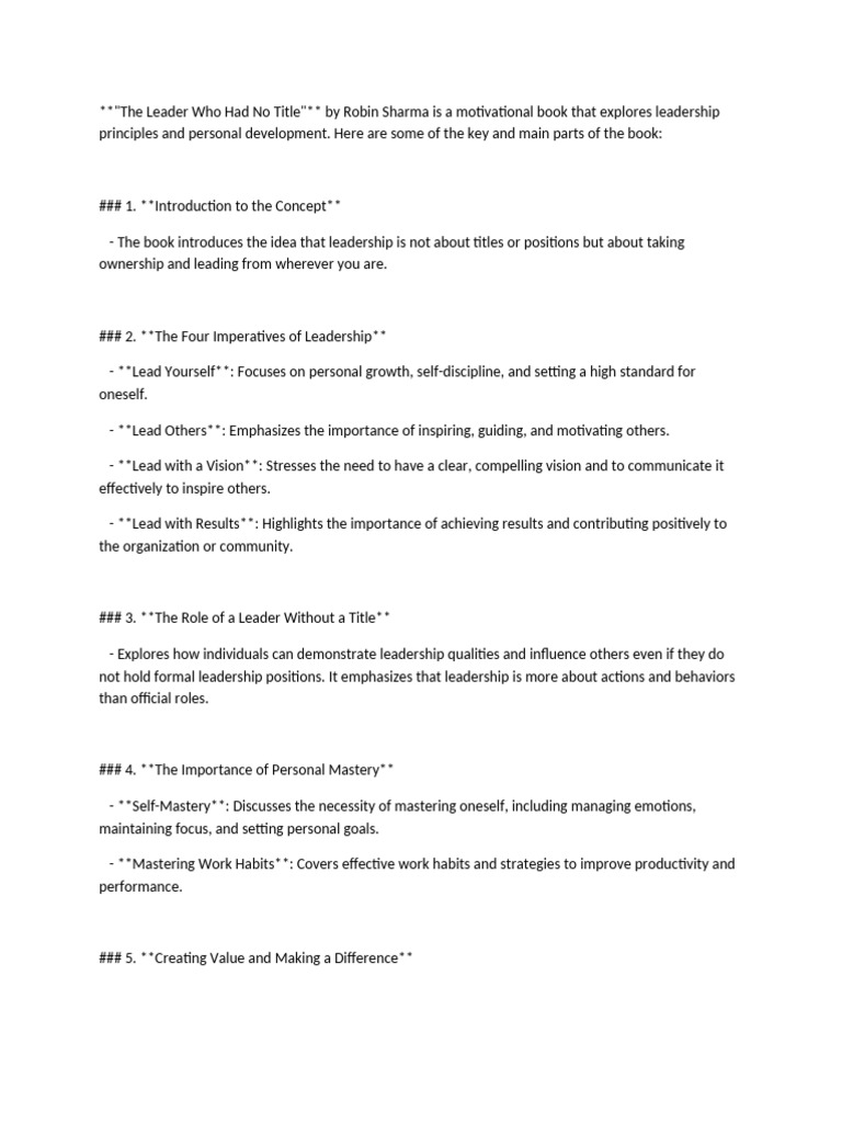 The Leader Who Had No Title | PDF