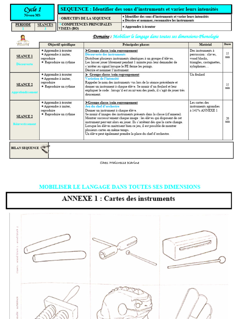 Identifier des sons d'instruments et varier leurs intensités | PDF