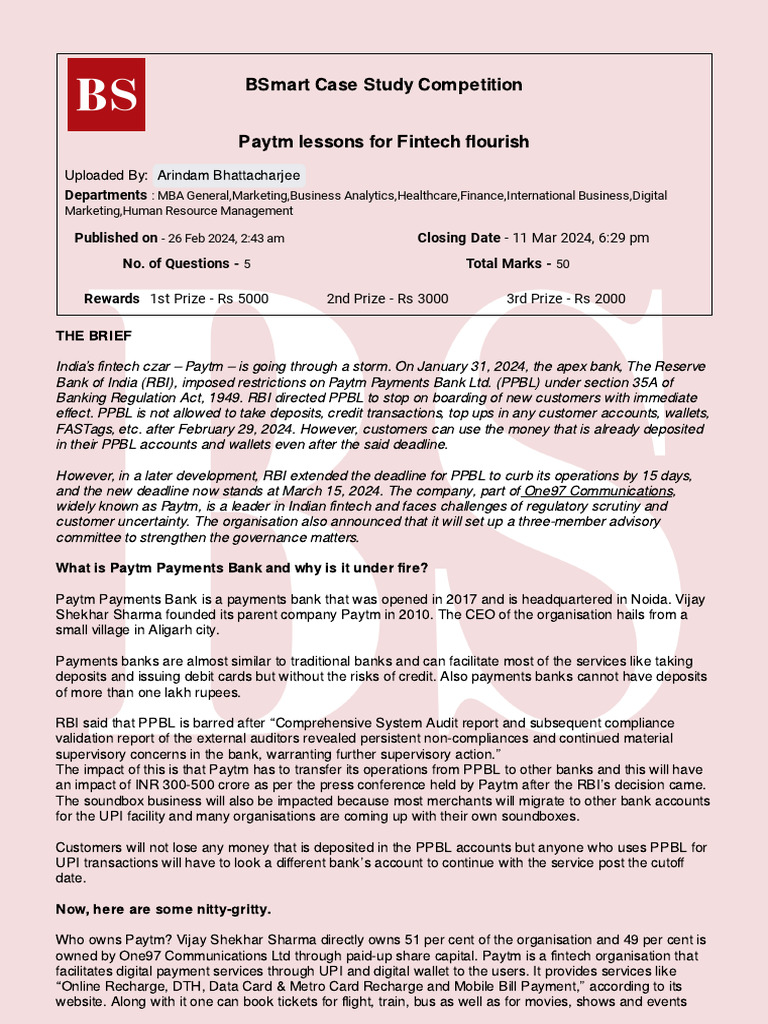 Case Study 1728400927242690 | PDF | Financial Services | Banking