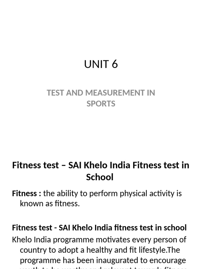 Unit 6 Test and Measurement in Sports | PDF