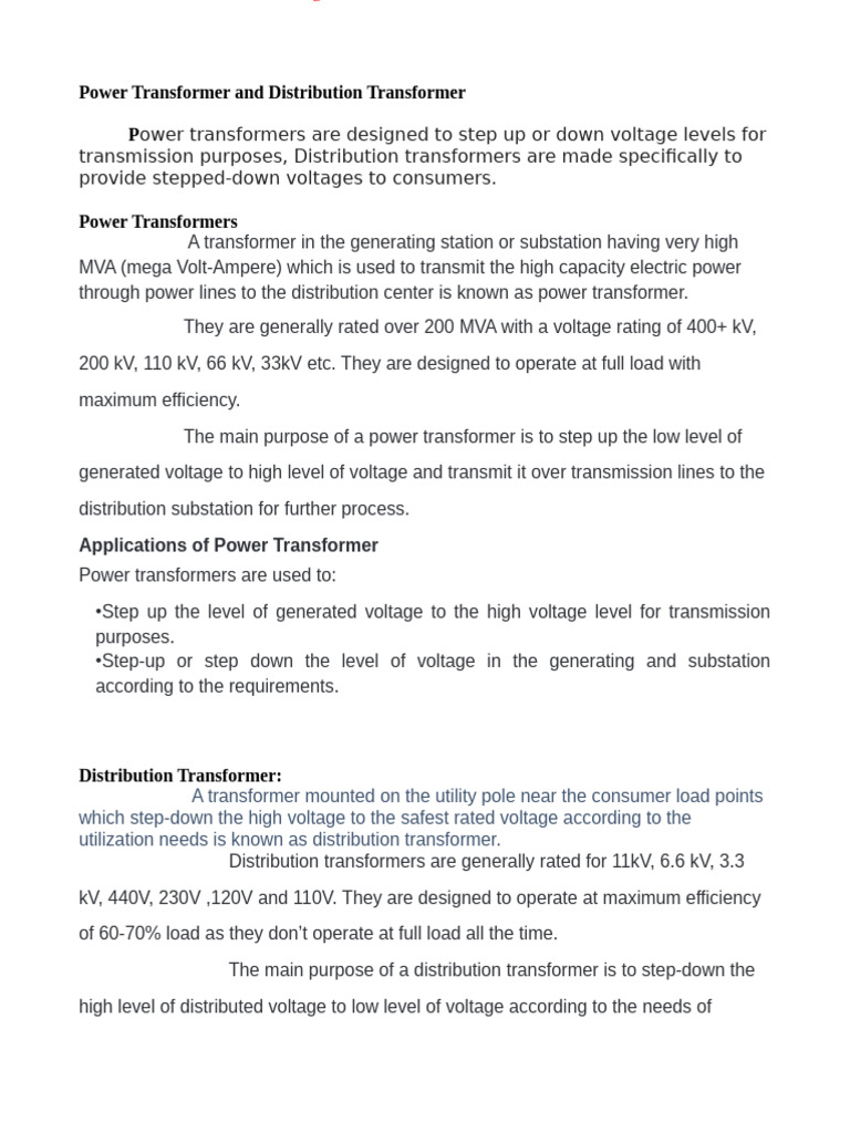 Power and Distribution Transformer - File | PDF