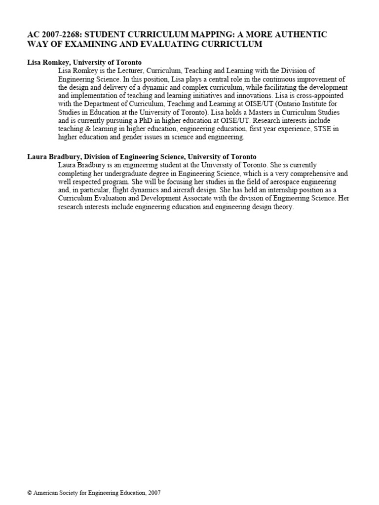 Student-Led Curriculum Mapping in Engineering | PDF | Vector Space ...