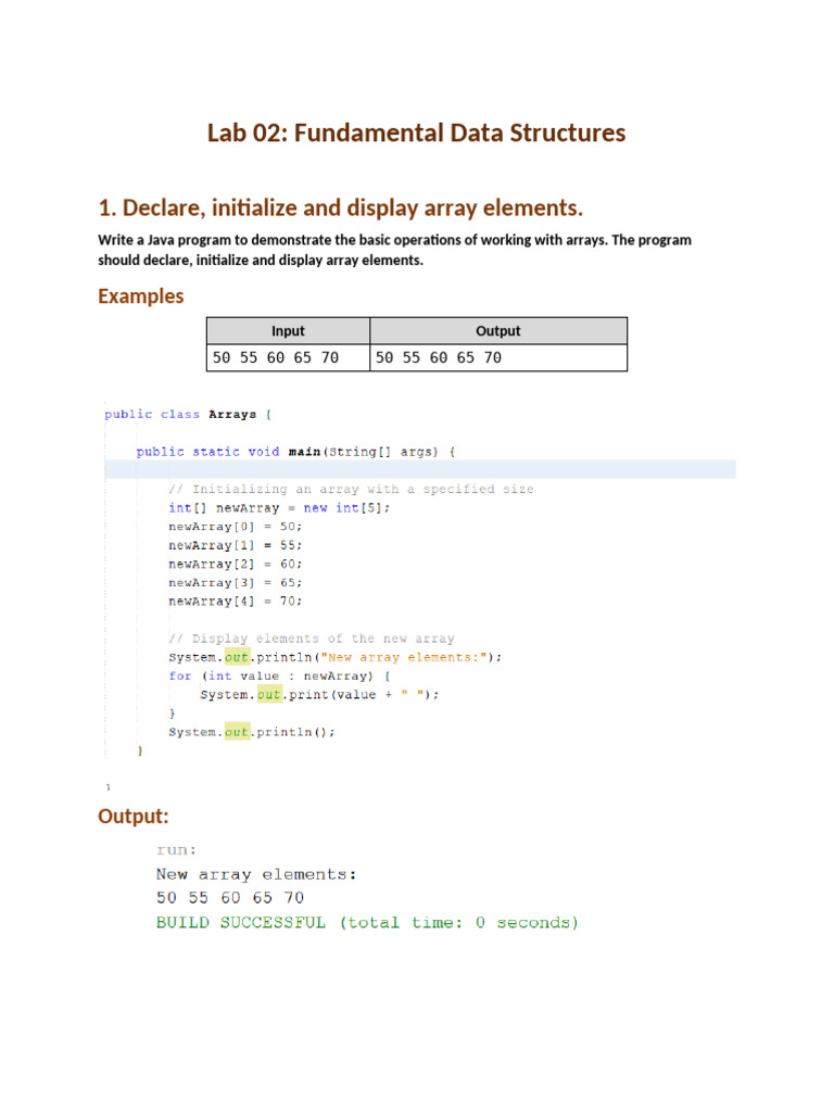Lab 02 Fundamental Data Structures | PDF