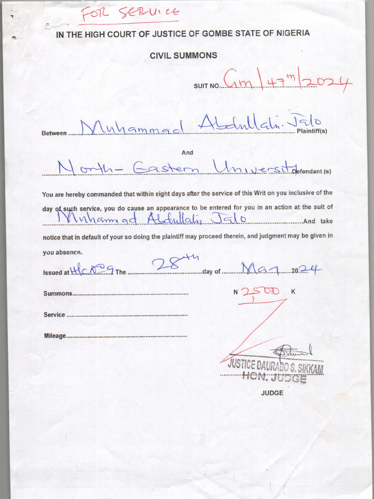 Civil Summons JALO | PDF