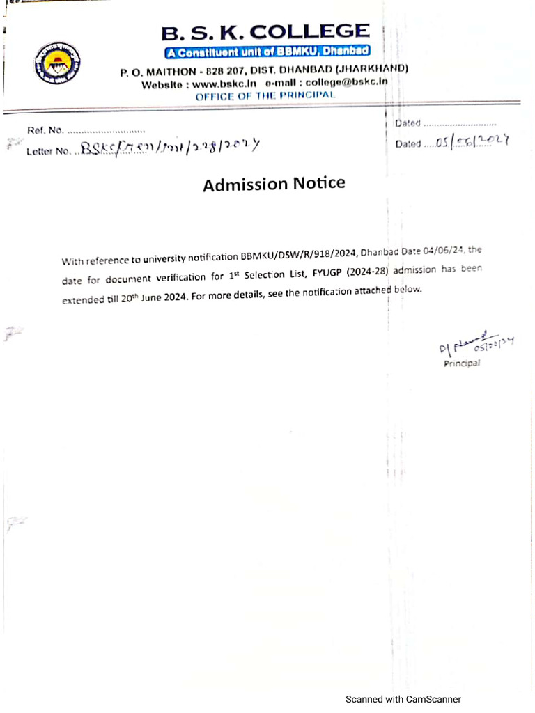 Admission Notice . | PDF