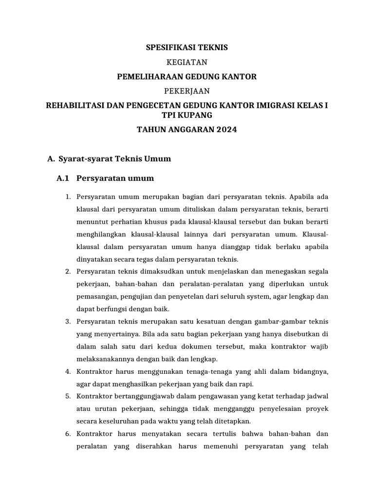 Spesifikasi Teknis | PDF