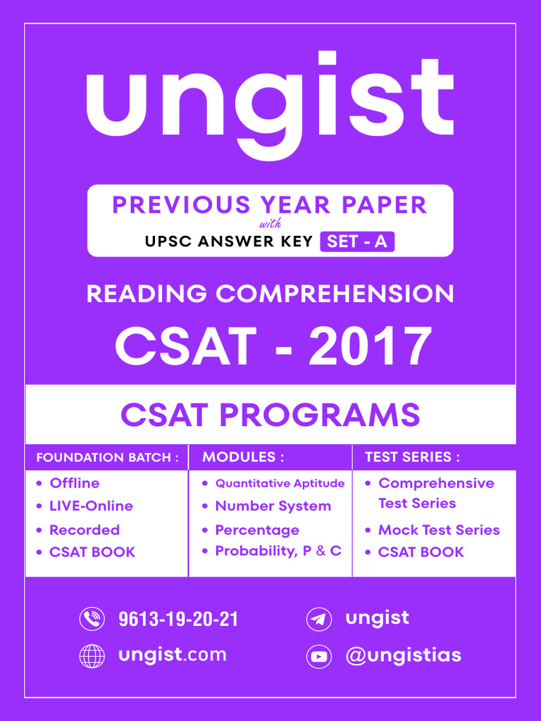 UPSC CSAT Reading Comprehension PYQs 2017 | PDF