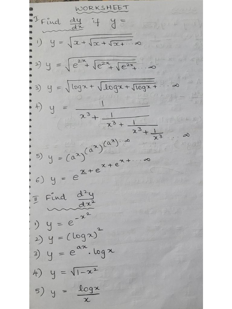 Differentiations Worksheet | PDF