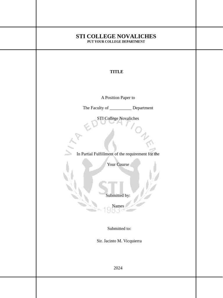 Position Paper Template Pdf