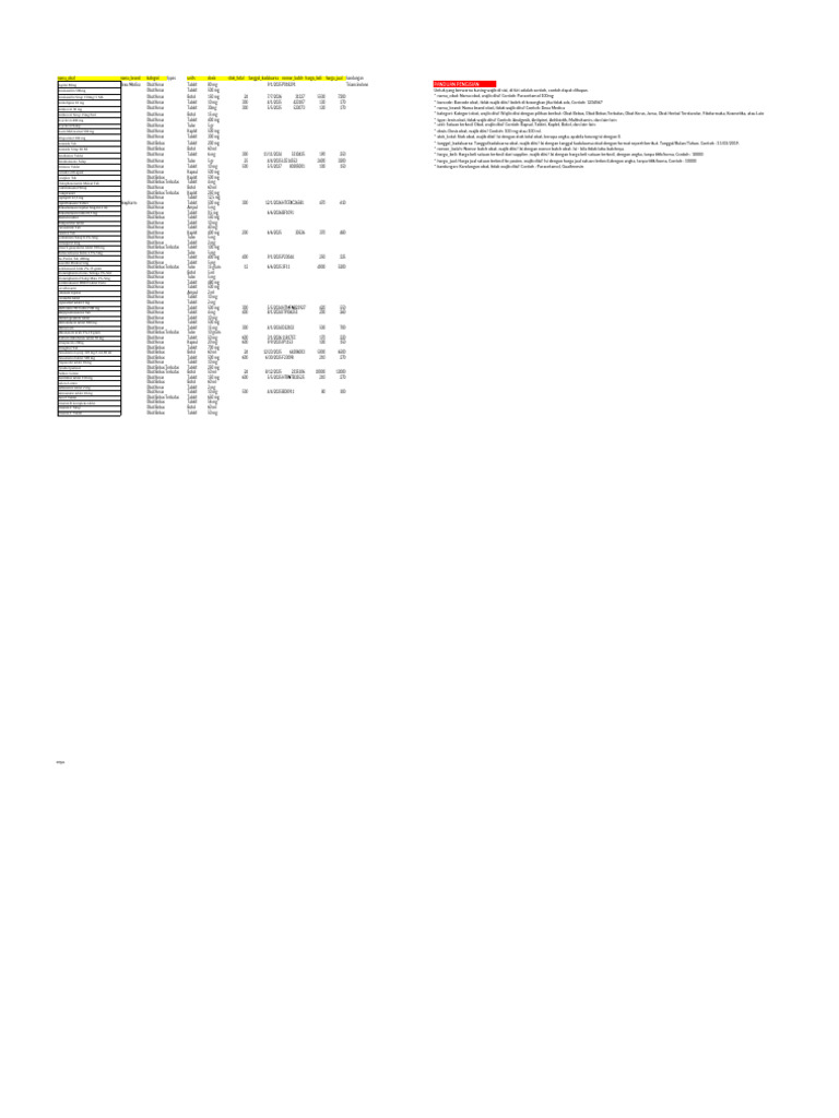 Template Dan Panduan Data Obat | PDF