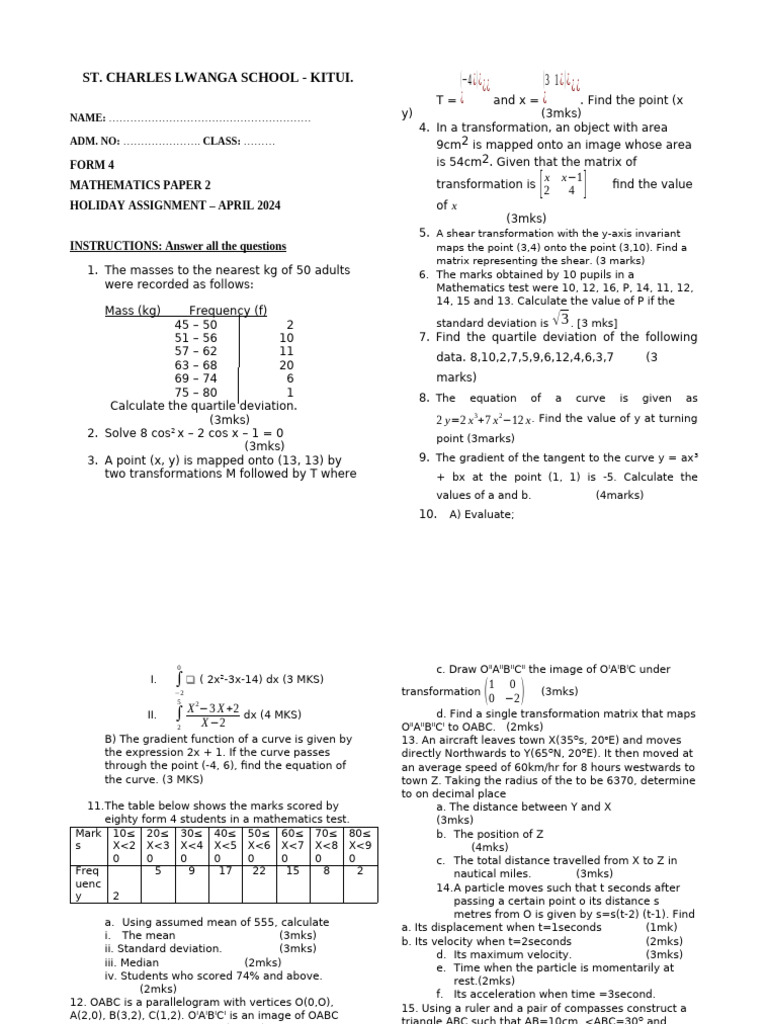 F4 Math April Holiday Assignment | PDF