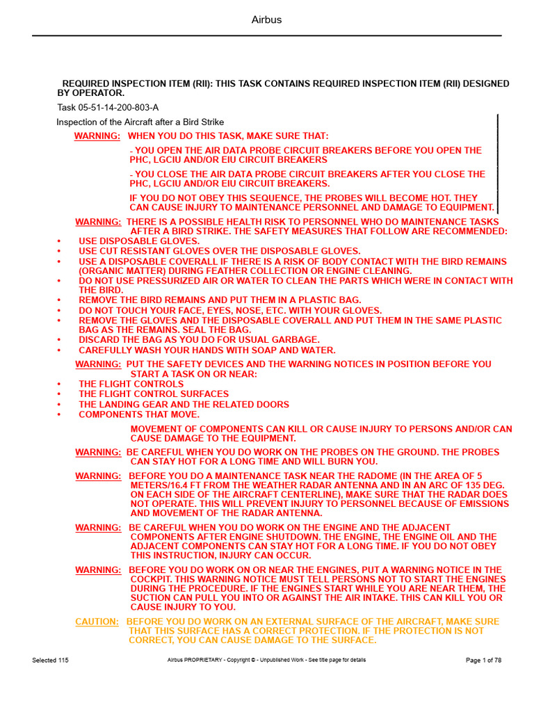 Inspection of The Aircraft After A Bird Strike | PDF