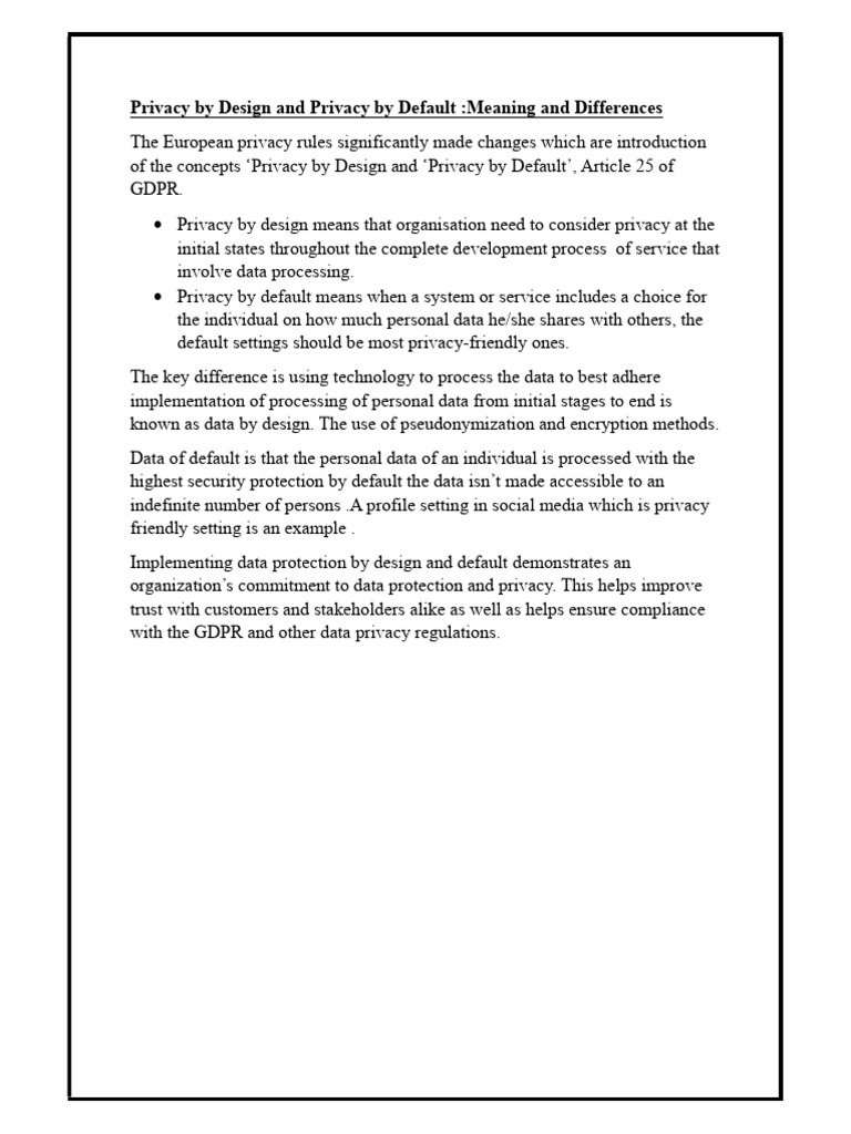 Privacy by Design and Default | PDF