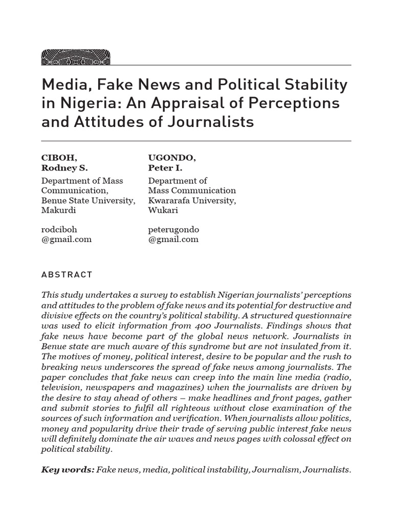 Fake News Impact on Nigeria's Journalists | PDF | News | Social Media