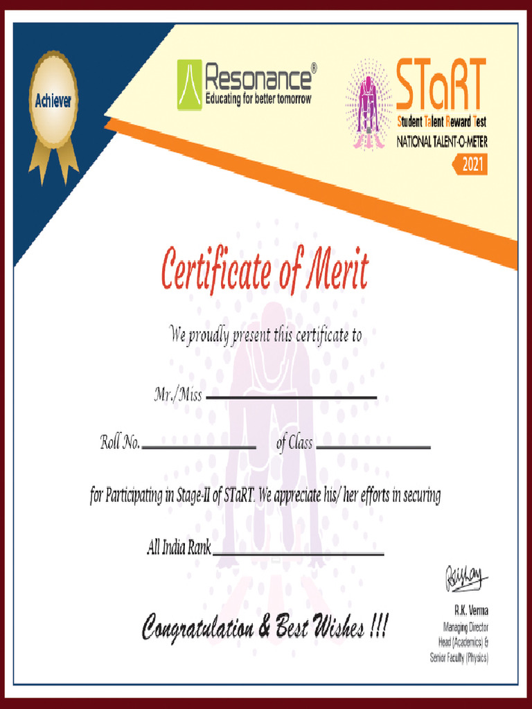 STaRT Certificate 22910853 PDF