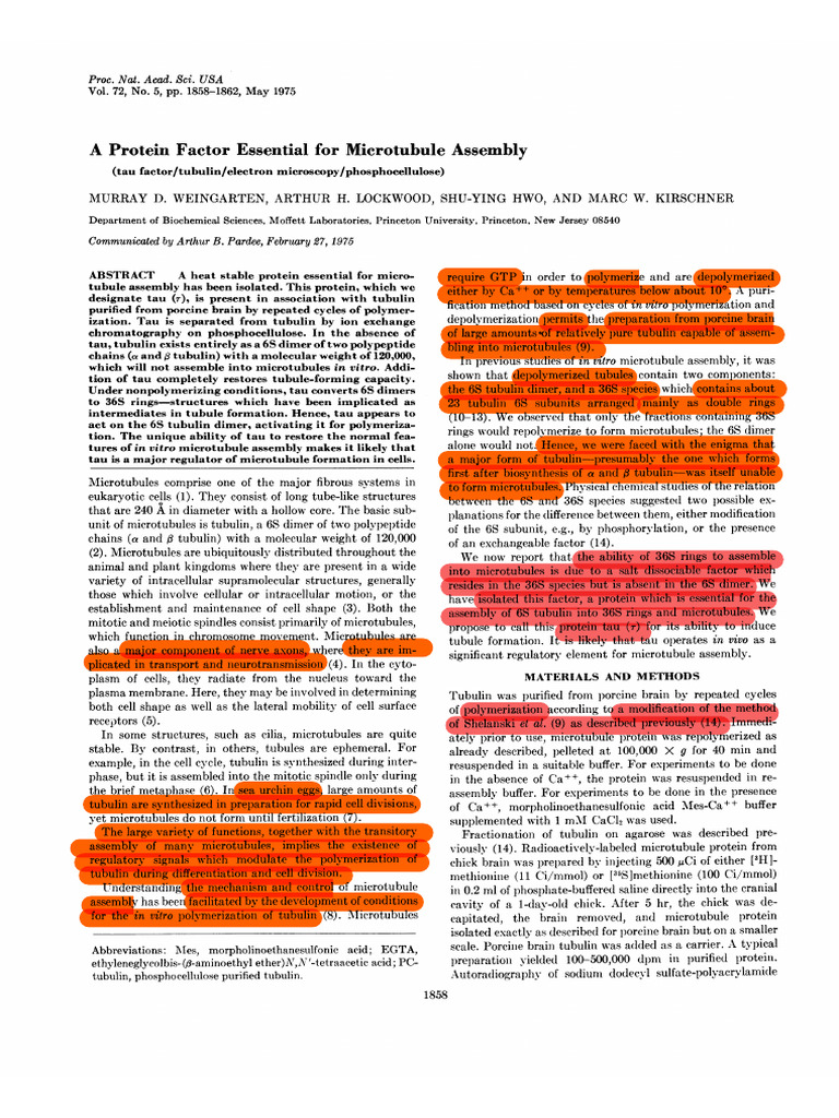 A Protein Factor Essential For Microtubule Assembly | PDF