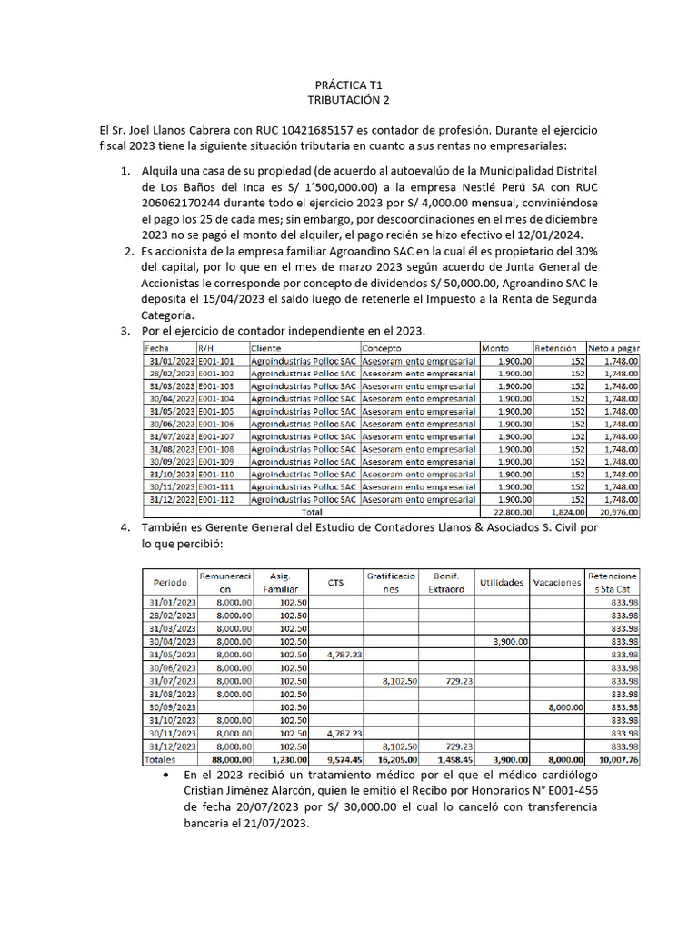 Análisis de Renta y Tributación 2023 | PDF | Impuesto sobre la renta ...