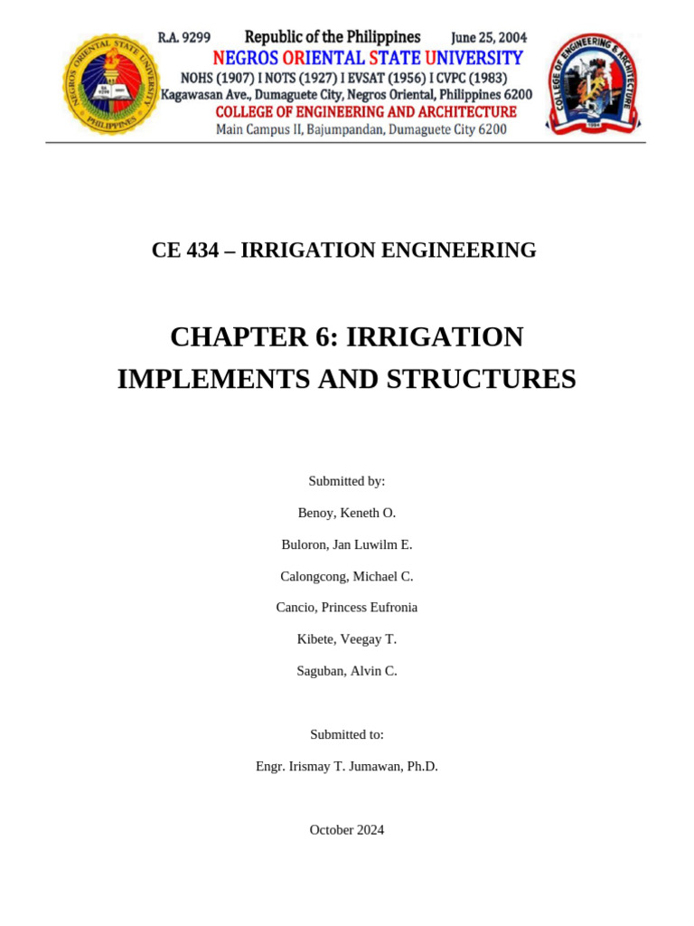 Ce 434-Chapter 6 Irrigation Implements and Structures | PDF