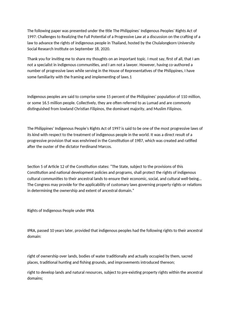 IPRA Law: Challenges and Rights Overview | PDF | Indigenous Peoples ...