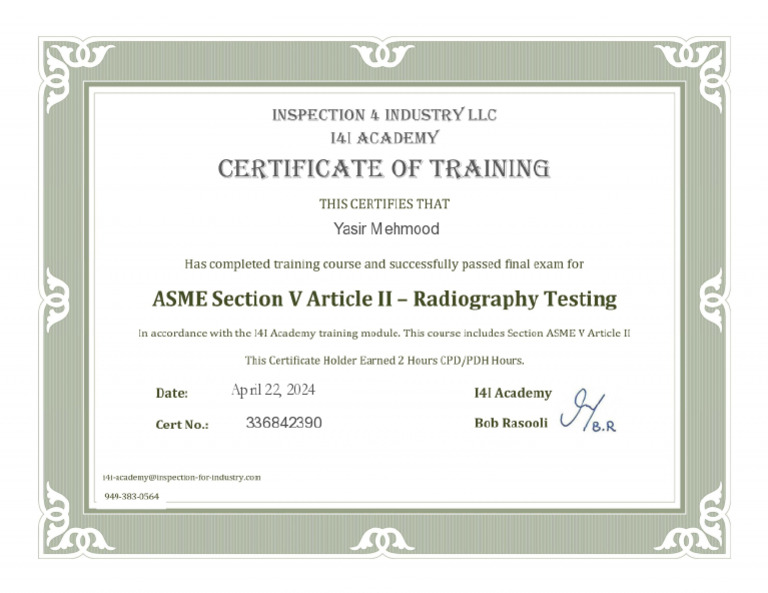 ASME Sec V Article II, RT | PDF