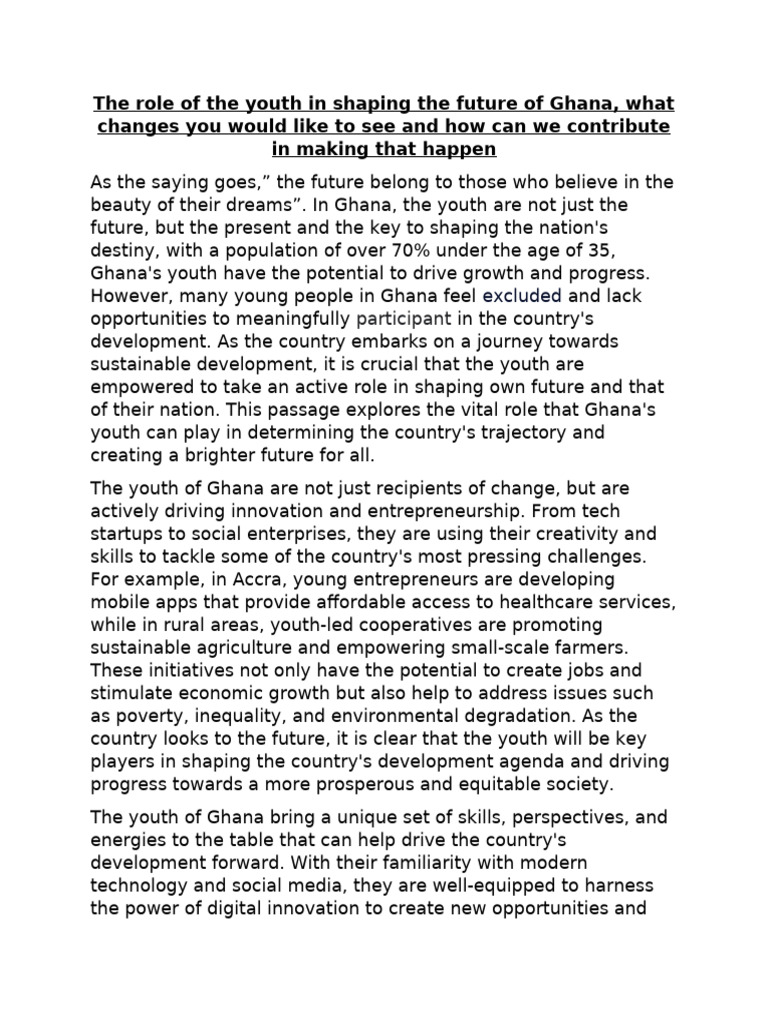 The Role of The Youth in Shaping The Future of Ghana | PDF