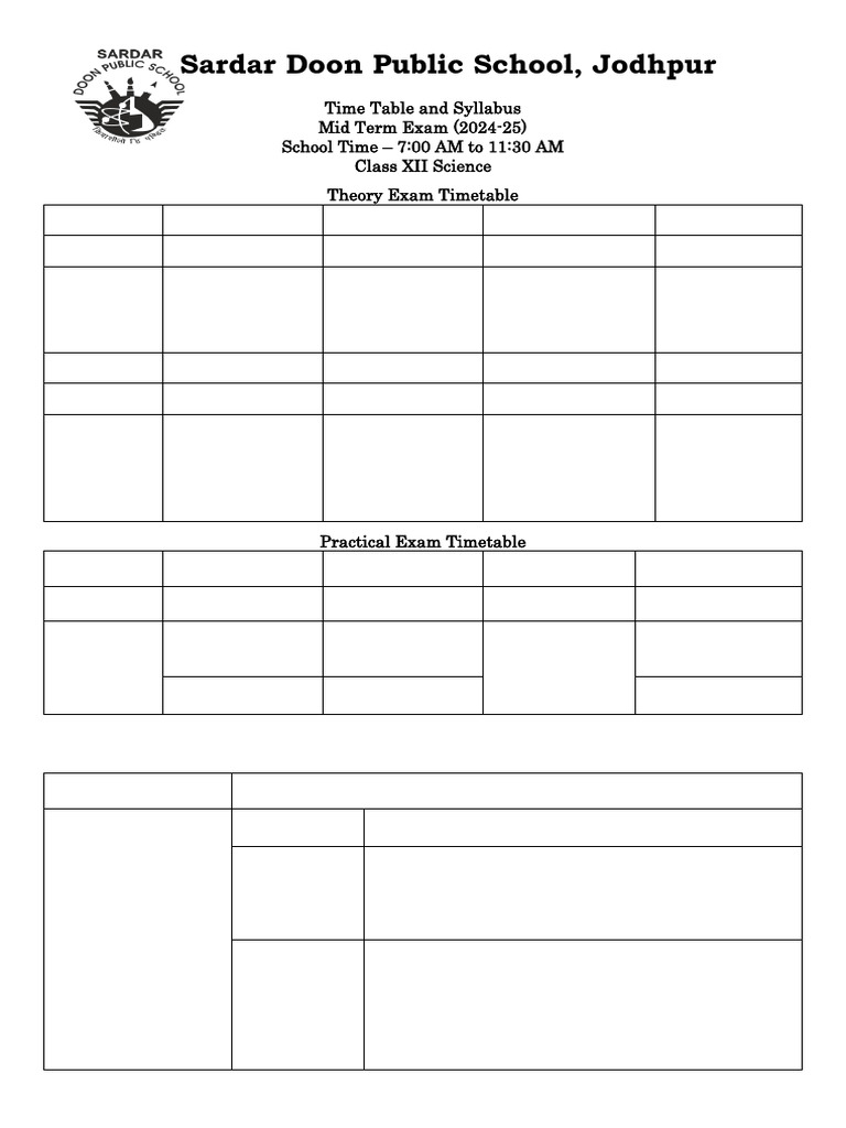 Class 12 Science Syllabus-Timetable-1 | PDF