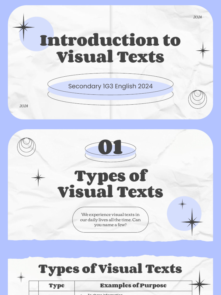 Introduction To Visual Texts: Secondary 1G3 English 2024 | PDF