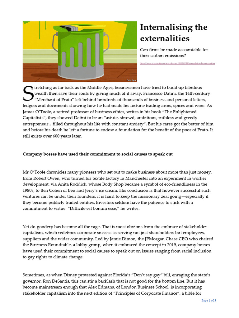 Internalising The Externalities | PDF