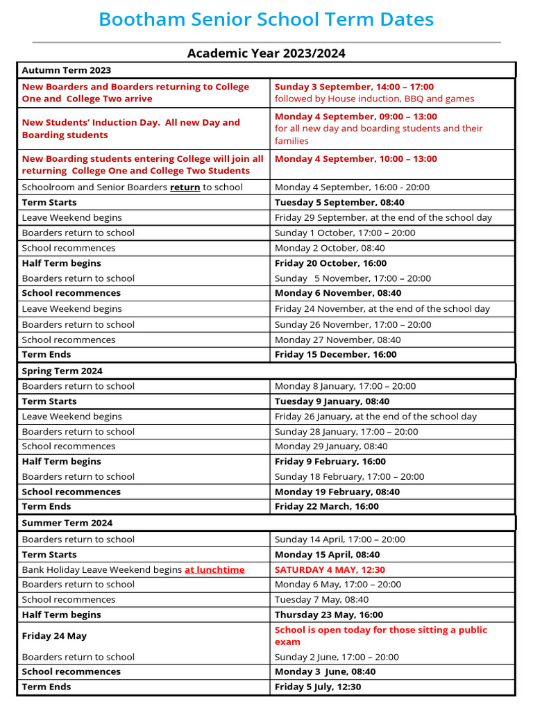 Term Dates 2023 To 2025 | PDF