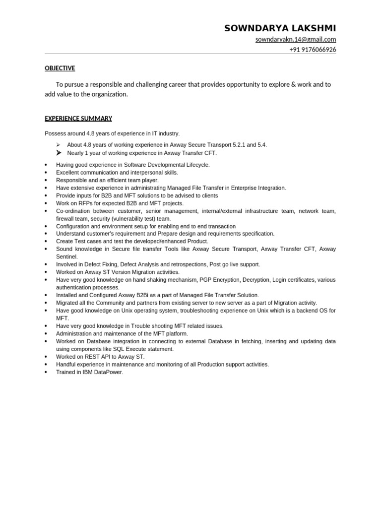 Sowndarya Lakshmi Axway MFT | PDF
