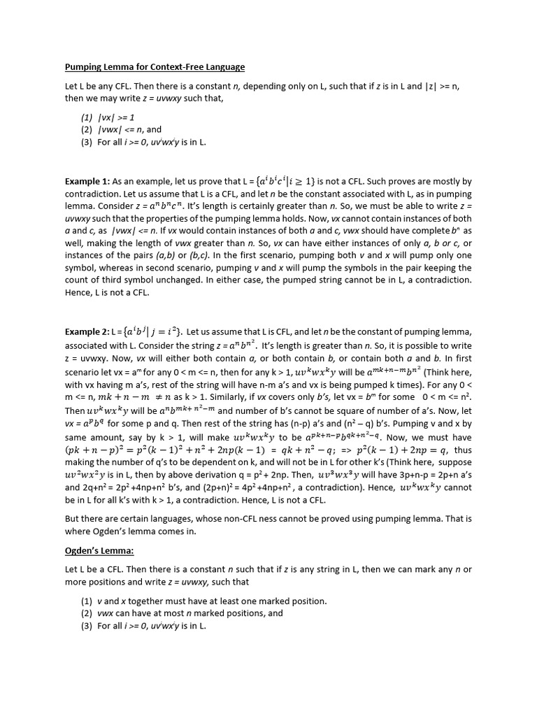CFG Properties | PDF | String (Computer Science) | Grammar