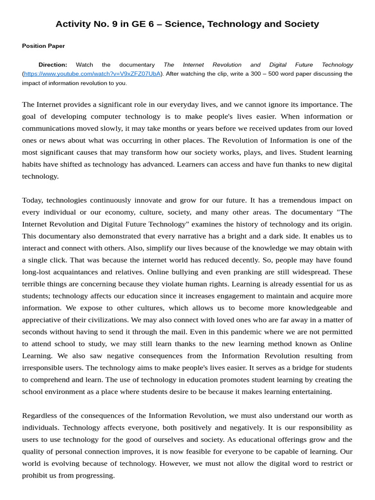 Position Paper STS | PDF
