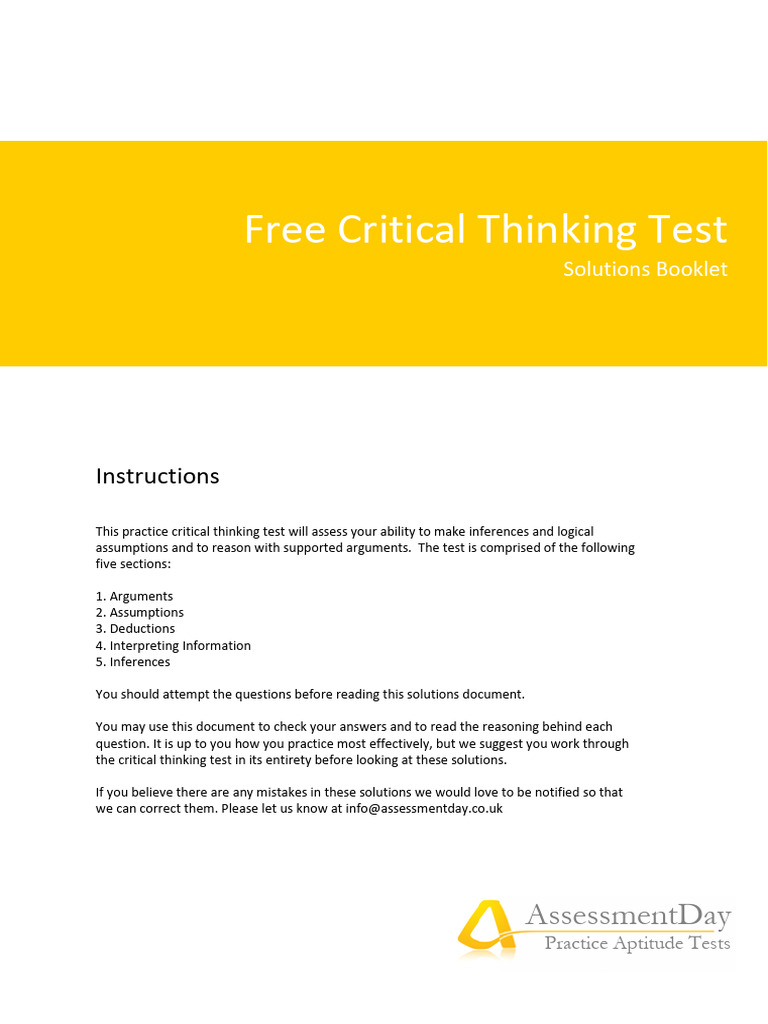 Critical Thinking Test Tips | Critical Reasoning: Key Concepts, Types ...