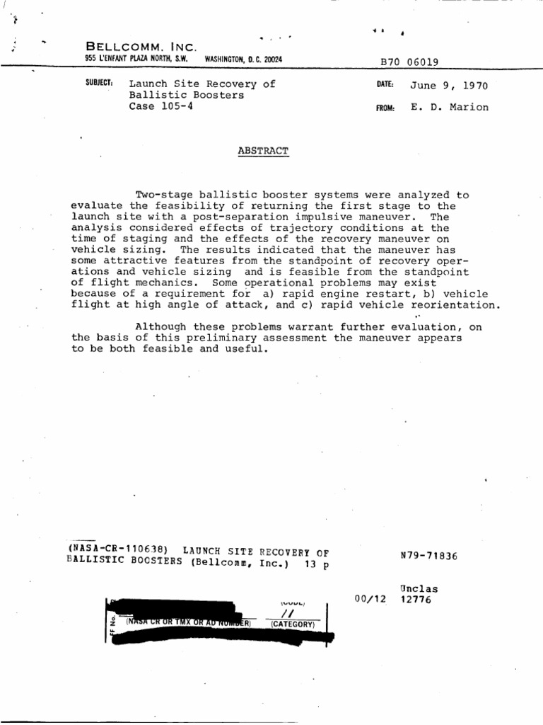Bellcomm.: Site E - D | PDF
