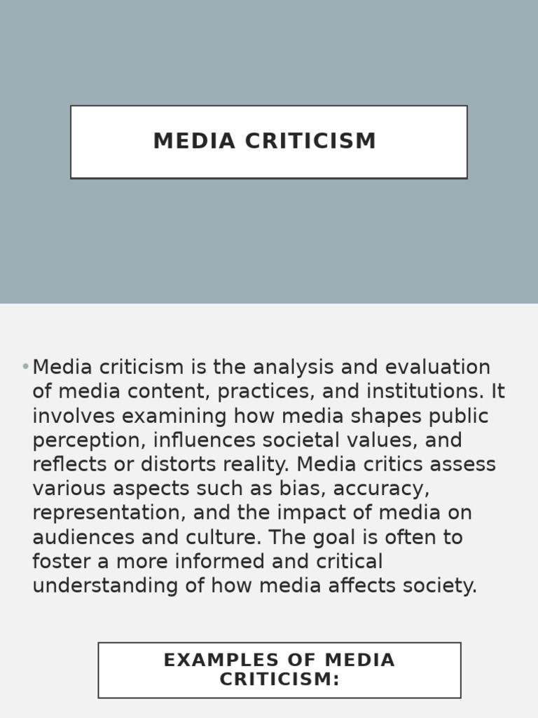 Media Criticism 1 | PDF