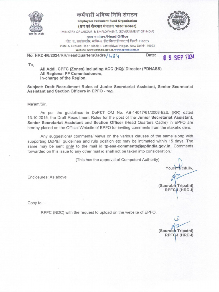 Draft RR of Section Officer, JSA, SR - Sec.asst | PDF