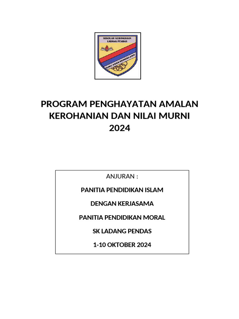 Kertas Kerja Program Penghayatan Amalan Kerohanian & Penghayatan | PDF