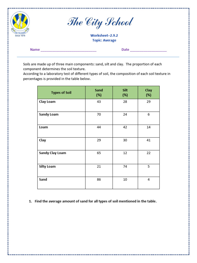 Class 5 Worksheet 2.9.2 - Average | PDF