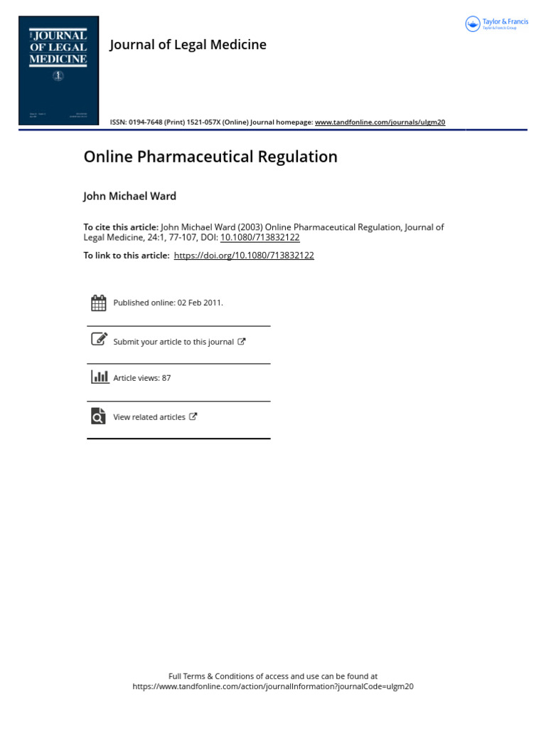 Online Pharmaceutical Regulation | PDF