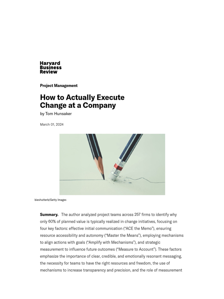 Executing Change: Key Strategies for Success | PDF | Goal | Career & Growth