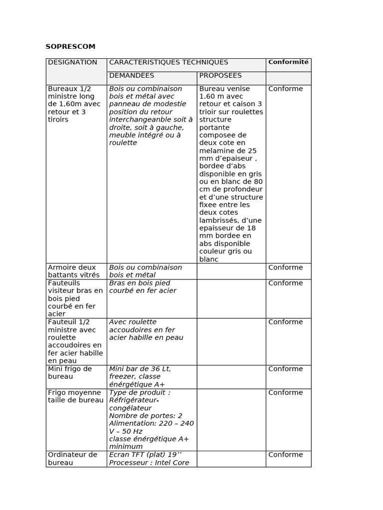 Spécifications Tech Proposés | PDF